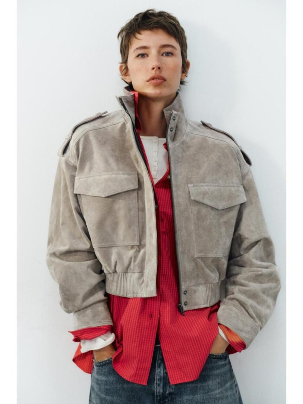 ZARA 100% LEATHER CROPPED JACKET WITH TABS 5761/773/811